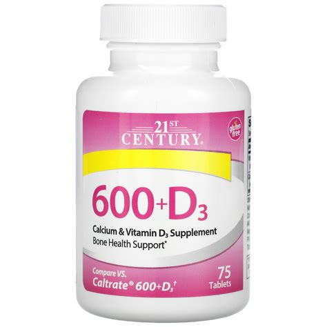 21st Century 600d3 Calcium And Vitamin D3 Supplement 75 Tablets Iherb