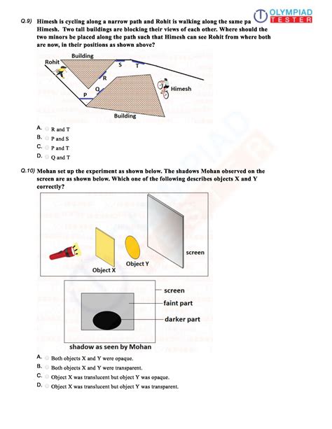 Light Shadow And Reflection Class 6 Worksheet