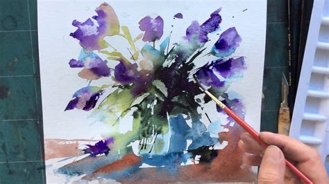 Loose Wet Into Wet Watercolours With Andrew Geeson Purple Blast Loose Watercolor Flowers