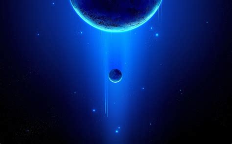 Space Stars Planet Moon Blue Space Art Wallpaper Coolwallpapersme