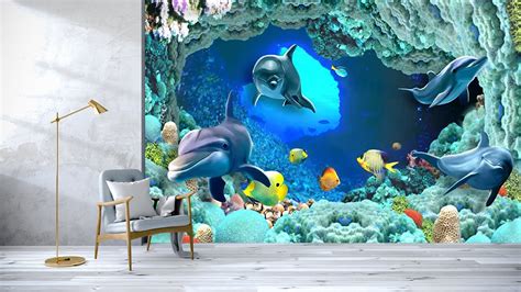 3d Cute Dolphin 129 Wall Murals Aj Wallpaper