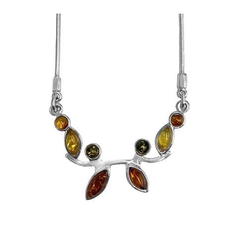 Fossils Sterling Silver Baltic Amber Necklace