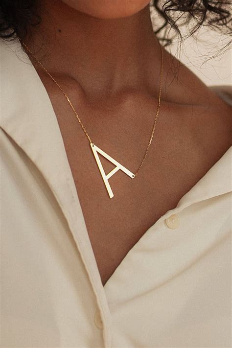 Big Letter Necklace By Caitlynminimalist Sideways Initial Necklace