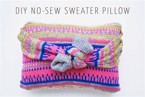 5 Minute DIY No Sew Sweater Pillow Sweater Pillow Sewing Pillows