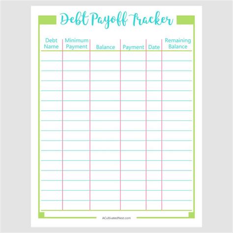 Select a free printable expense tracker from the selection below. Printable Debt Payoff Tracker- Budget Binder Page- A Cultivated Nest | Debt payoff, Budget ...
