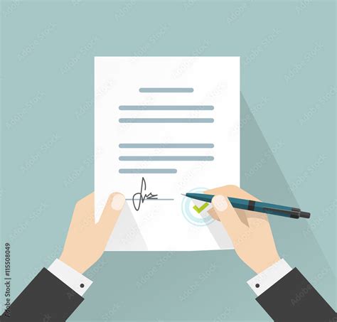 Agreement Or Contract Deal Businessman Signing Document Vector
