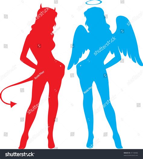 Clip Art Illustration Of Sexy Angel And Devil Women 41130466 Shutterstock