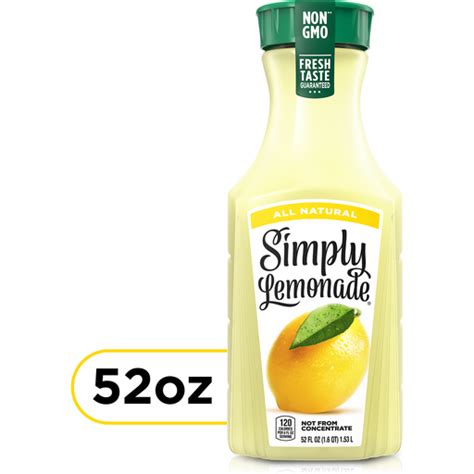 Simply Lemonade Bottle 52 Fl Oz Lemonade Sun Fresh