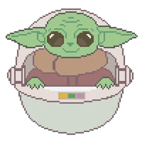Baby Yoda Pixel Art Grid