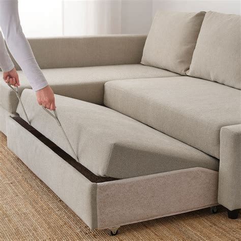 Friheten Corner Sofa Bed With Storage Hyllie Beige Ikea