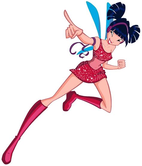 A Woman In A Red Dress And Pink Boots Is Flying Through The Air With Scissors