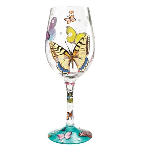 Lolita Butterflies Hand Painted Wine Glass Fox And Lantern