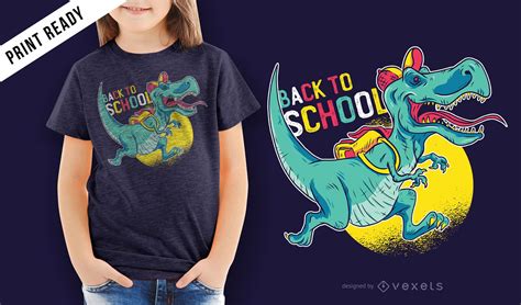 Descarga Vector De Diseño De Camiseta Para Niños De Dinosaurio De Regreso A La Escuela