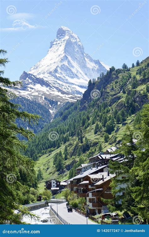 The Matterhorn Summit In Zermatt Switzerland Stock Image Image Of