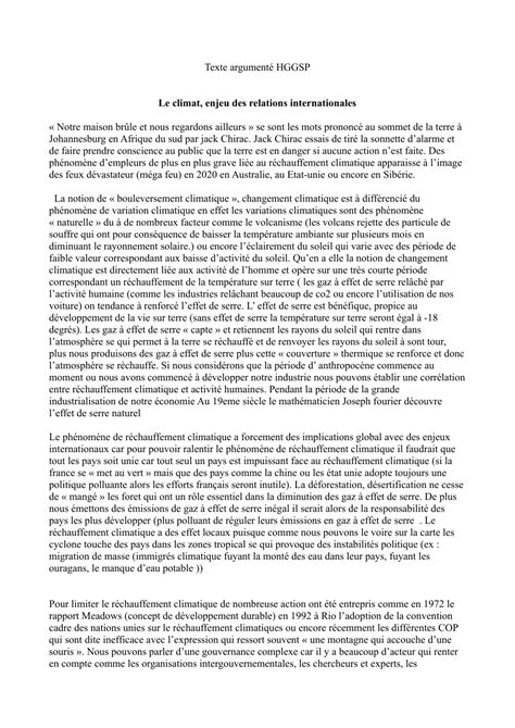 Texte Argument Hggsp Le Climat Enjeu Des Relations Internationales