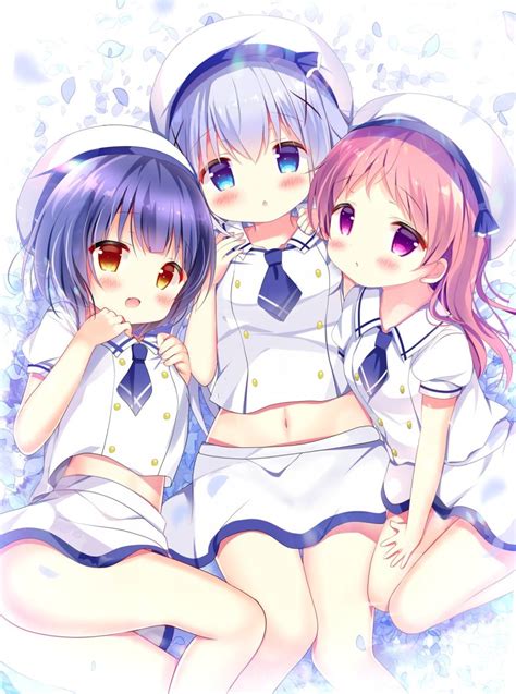 azumi kazuki jouga maya kafuu chino natsu megumi gochuumon wa usagi desu ka blue neckwear