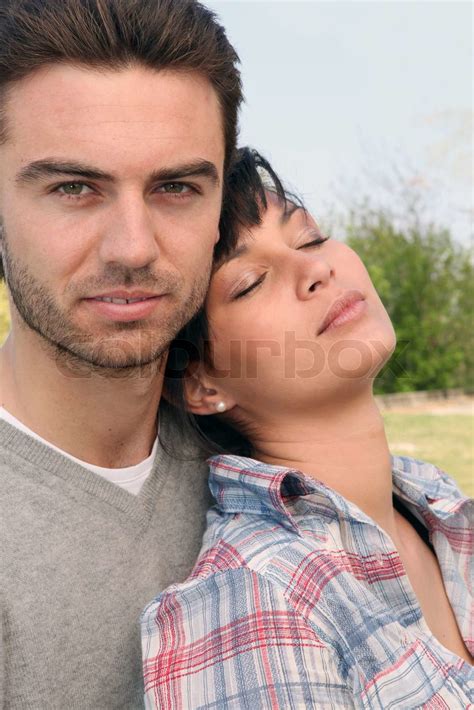 Couple Hugging Outdoors Stock Image Colourbox