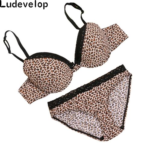 Ludevelop Brand Sexy Leopard Women Bra Set Plus Size Brassiere Push Up Lace Thong Underwear