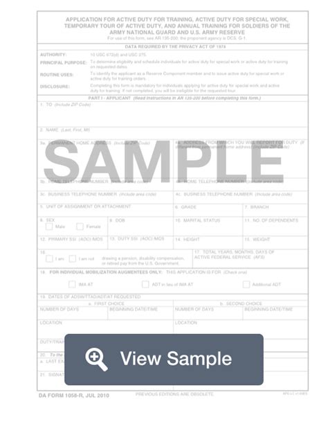 Fillable Da Form 1058 R Pdf And Word Samples Formswift