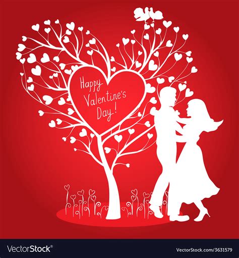 Greating Valentines Card With Dancing Couple Vector Image