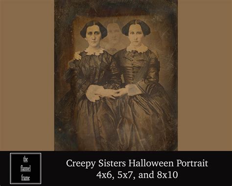 Spooky Halloween Portrait Photo Creepy Twin Ghost Sisters Etsy