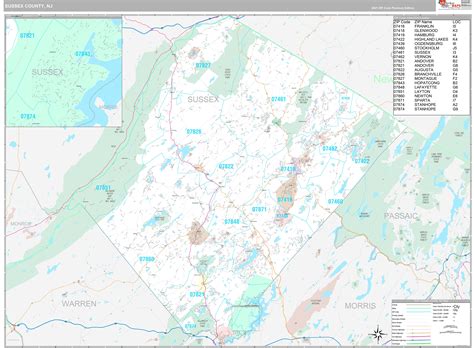 Sussex County Nj Wall Map Premium Style By Marketmaps Mapsales