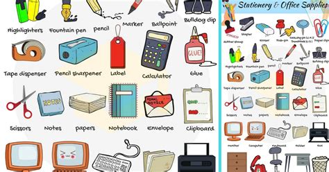 Stationery And Office Supplies Vocabulary In English 7 E S L