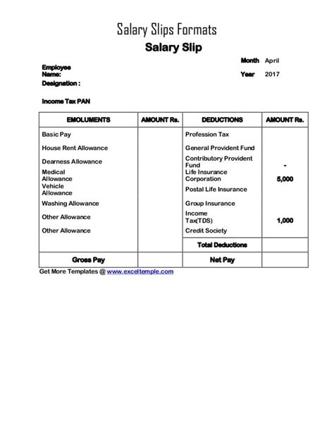 Salary Slip Format Excel Formula