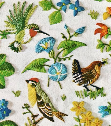 PDF Vintage Crewel Embroidery Patterns Spring Birds Berries Flower ...