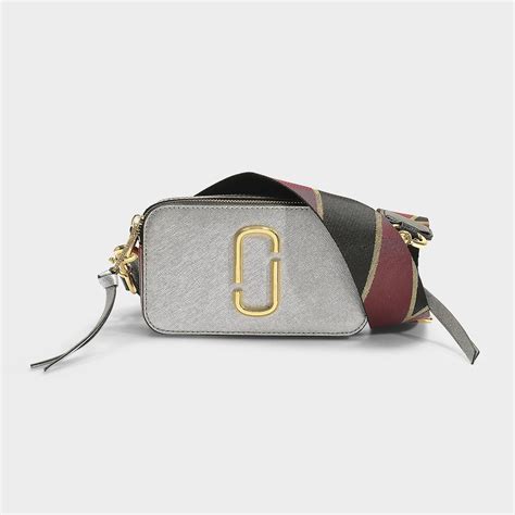 Snapshot Bag In Silver Leather With Polyurethane Coating Metallic