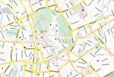 Große karte der laminierten wand. Grazer Dom-Stadtplan mit Luftbild und Unterkünften von Graz