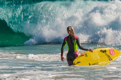 Surfing Girl With Board Wallpaper Sports Wallpaper Better