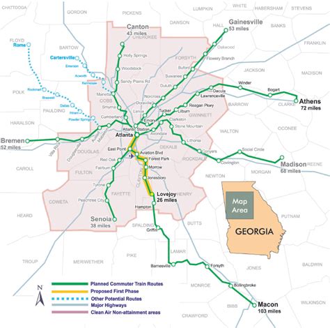 Gdotatlanta Commuter Rail Map Circa 2008 When They Tried Commuter