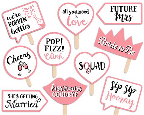 Bridal Shower Printable Photo Booth Props Pink And White Etsy