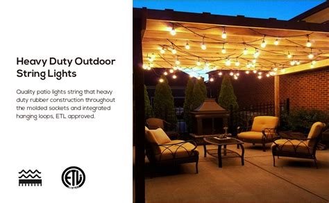 Banord Led Outdoor String Lights 48ft Patio Lights With 2w Dimmable