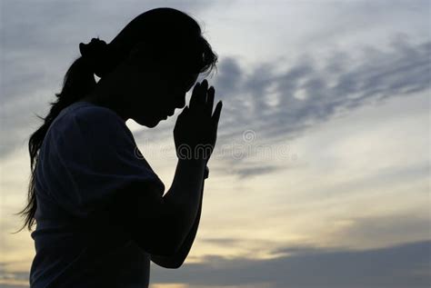 Woman Praying Silhouette Stock Photo Image Of Holy Lady 8013268