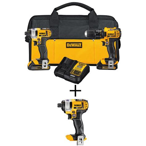 DEWALT Volt MAX Lithium Ion Cordless Hammer Drill Impact Driver Combo Kit Tool With