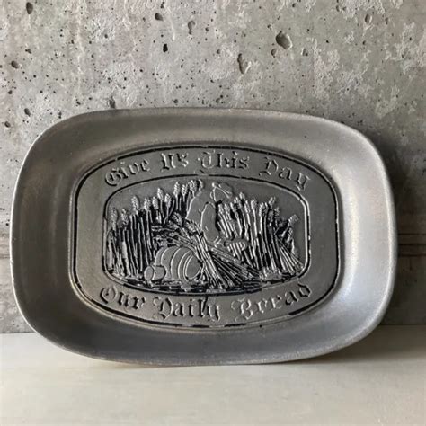 vintage pewter metal give us this day our daily bread tray dish plate japan 5 00 picclick