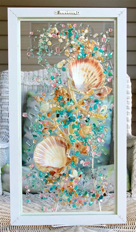 Sea Glass Art For Beach Decor Seashell Wall Art For Nautical Etsy
