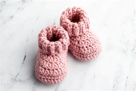 Classic Crochet Baby Booties With Folded Cuff Free Pattern Peaceful Place