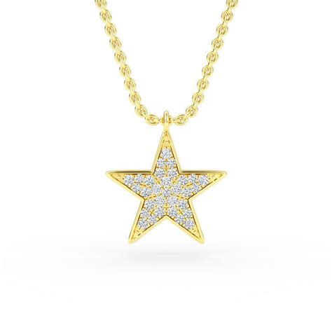 14k Gold Diamond Star Pendant Necklace Diamond Minimal Star Etsy