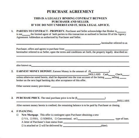 Free 6 Sample Home Purchase Agreement Templates In Pdf Ms Word