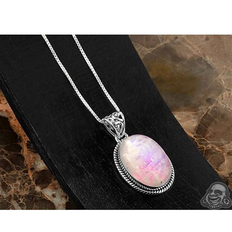 Pink Moonstone And Silver Necklace
