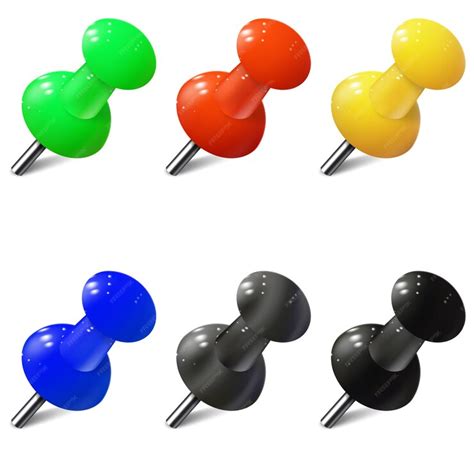Premium Vector Set Of Realistic Push Pins In Different Colors Thumbtacks