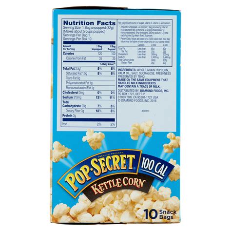 Pop Secret 100 Calorie Popcorn Microwave Corn Kettle 112 Oz Bags 10