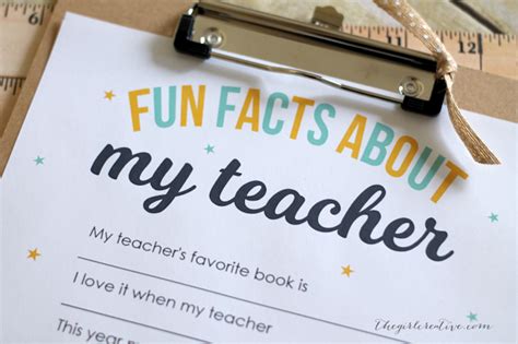 Fun Facts About My Teacher Printable Images