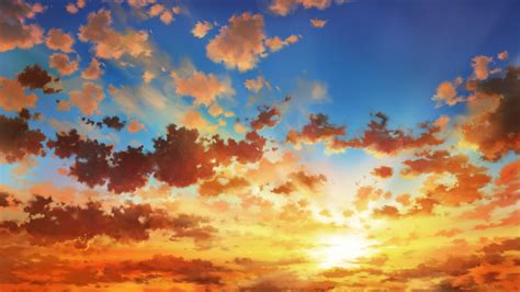 Download 3840x2160 Anime Landscape Sunset Clouds Sky Wallpapers For