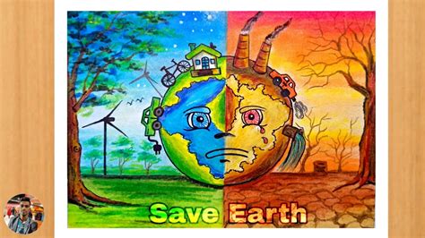 How To Draw Save Earth Drawing Easily With Oil Pastel World Environment