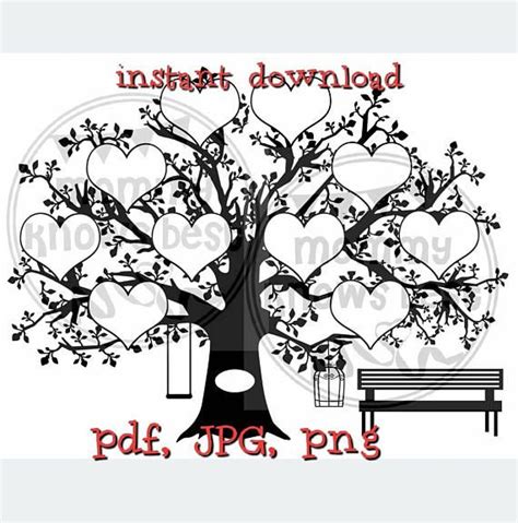 Download 10 hearts Family Tree Download. SVG JPG pdf PNG Template ...