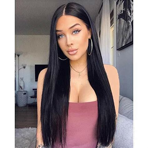Stamped Glorious Long Black Wig Straight Hair Wigs For Black Women 1b